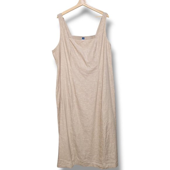 New Old Navy Sleeveless Linen Blend Long Dress smocked back size 3X NWT Beige - Picture 1 of 5